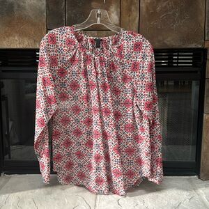 J.CREW Women’s Print Silk/Cotton California Poppy Popover Shirt